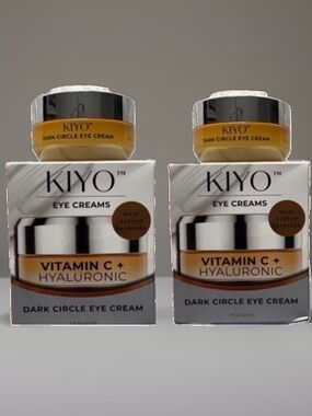 KIYO Eye Cream Vitamin C+ Hyaluronic Dark Spot Cream Wrinkles Brighten Set Of 2